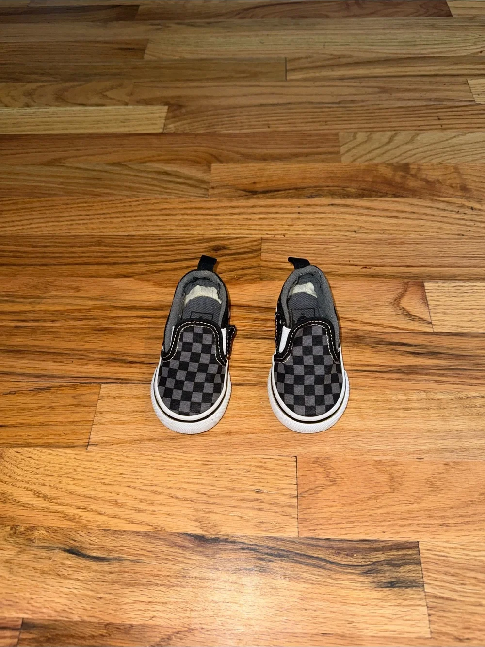 Vans Toddler Checkerboard Slip-On Sneakers - Black/Grey